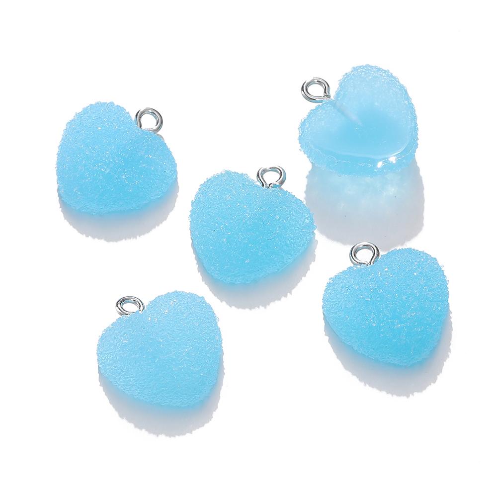 10pcs/lot Colorful Heart Shape Soft Candy Cute Charms Pendants For DIY Earrings Necklace Jewelry Accessories Findings