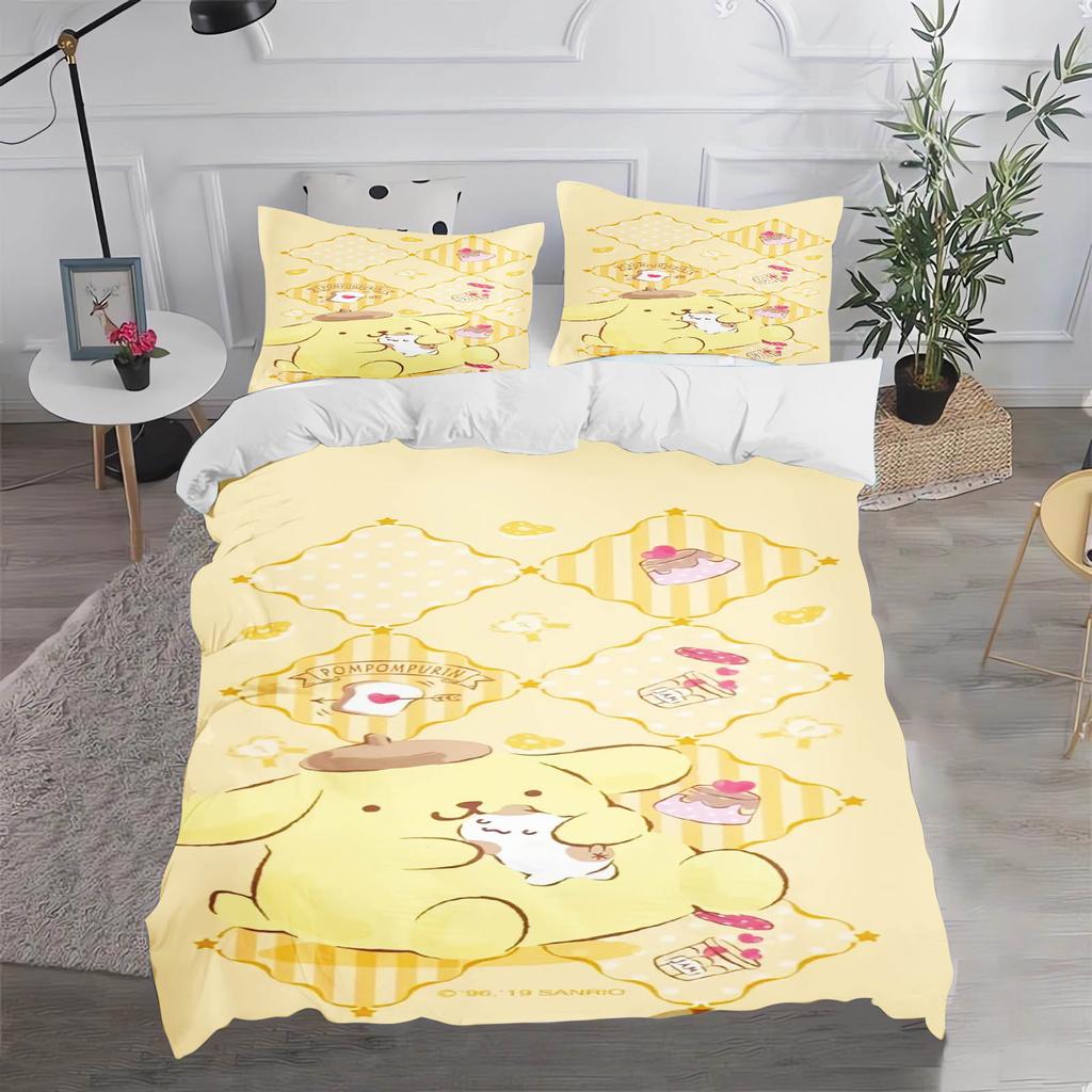 Sanrio Pom Pom Purin Bedding Sets Cartoon Dog Comforter Cover Bed Cover Duvet Cover Pillow Case 2-3 Pieces Sets Bedroom Decor