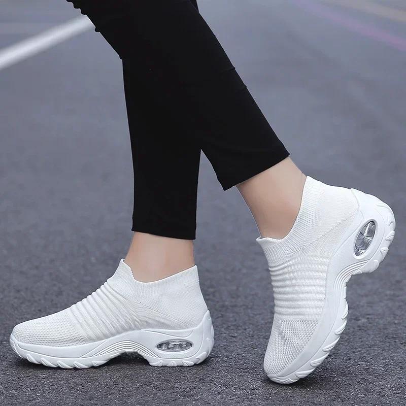 Fashion Women Platform Sneakers Woman Casual Shoes Cushion Sneakers Ladies Comfortable Low Top Sock Sneakers Non-slip Walking Shoes