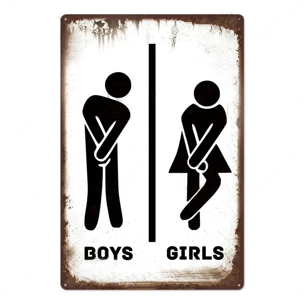 Vintage Tin Sign Bathroom Poster Decoration Bathroom Vintage Metal Plate Wall Art Bathroom Decoration Wall Painting Aesthetics