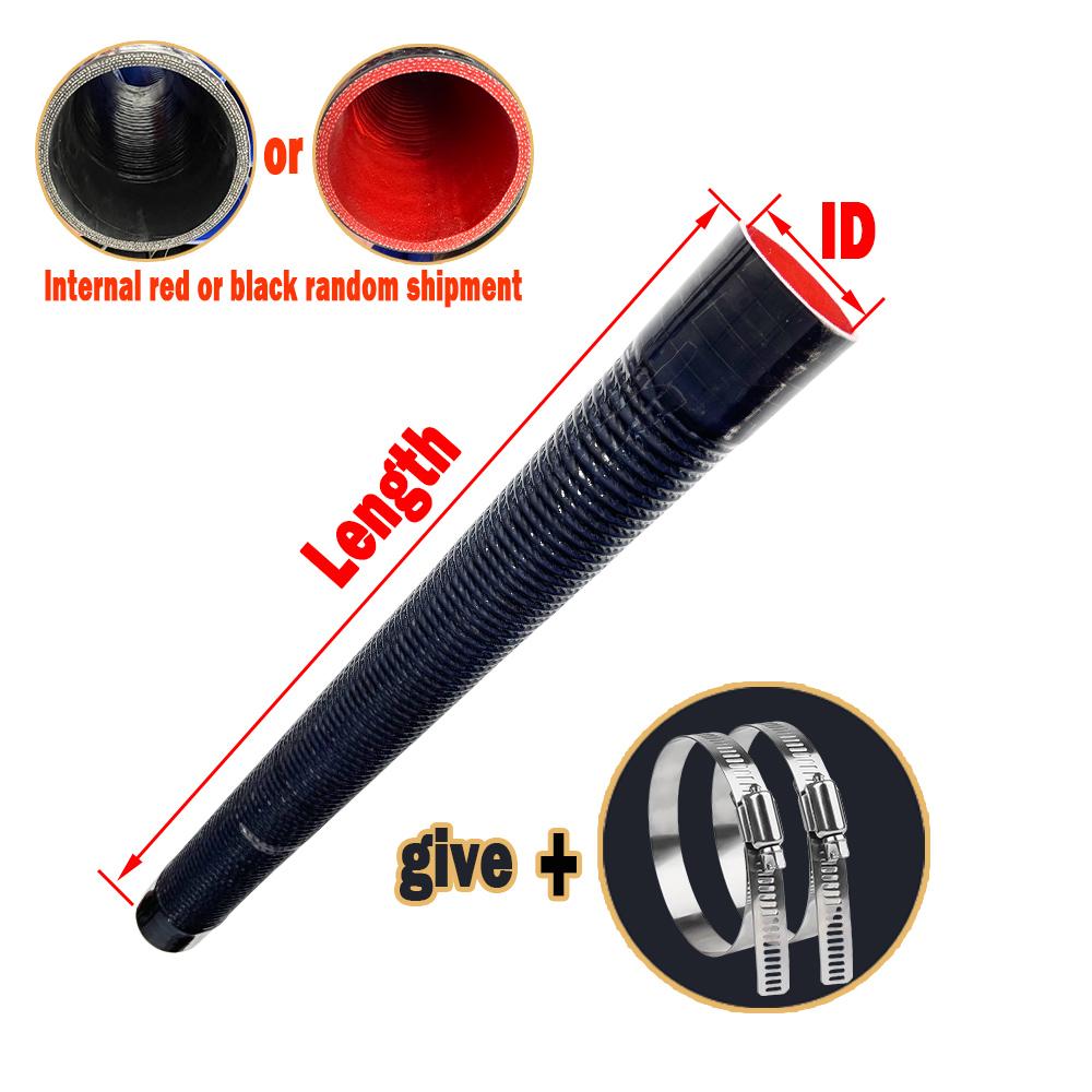 

Силиконовый шланг из черной стальной гофрированной трубки Высоконапорная и высокотемпературная впускная труба Интеркулер Соединение воздушного фильтра 300mm&ID 80mm чёрный