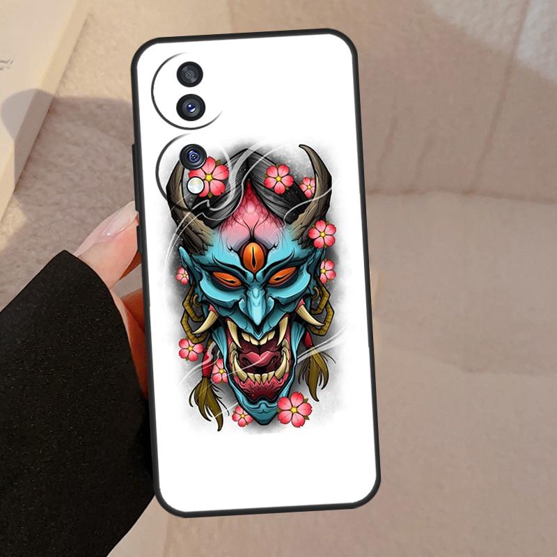 Japanese Oni Hannya Demon Mask For Honor 90 70 50 Lite Magic 5 Pro 8X 9X Phone Case For Honor X8a X9a X7a X6a X9 X7 X8 X9b