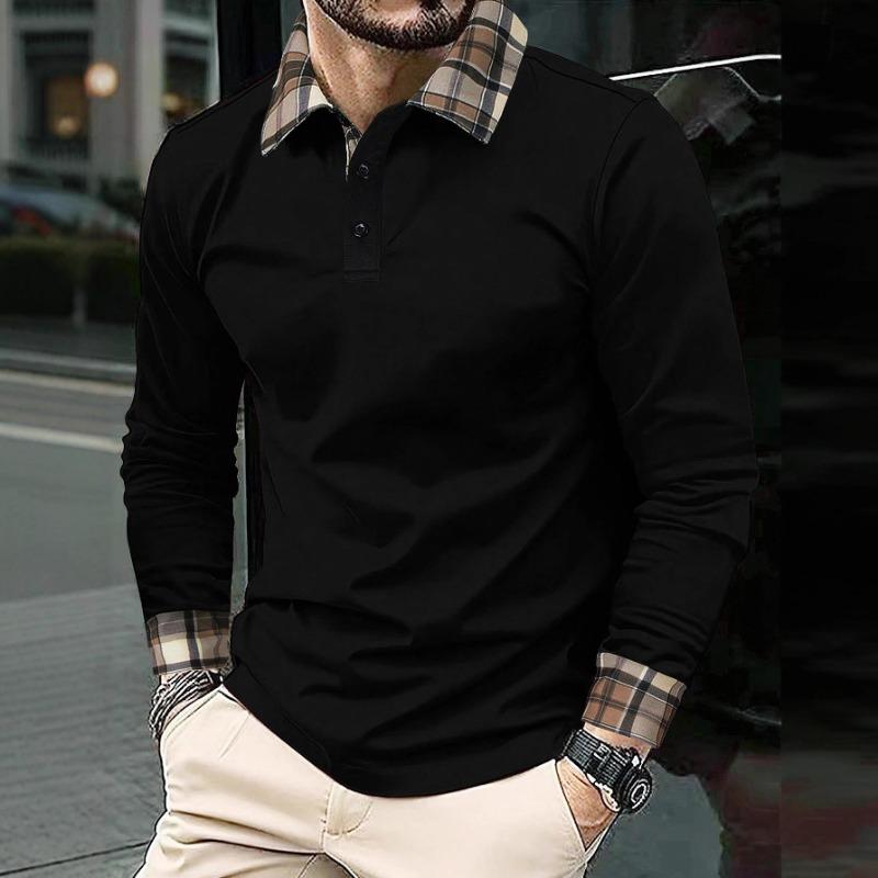 Men S Autumn Outdoor Breathable Long Sleeve Plaid Polo Shirt
