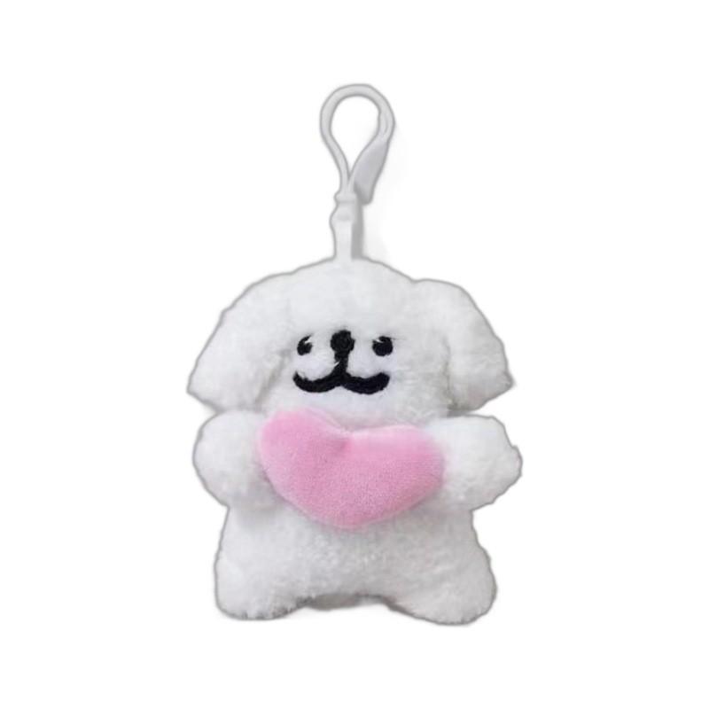 Fluffy Korean Dog Plush Keychain Charming Soft Toy Adorable Hanging Ornament