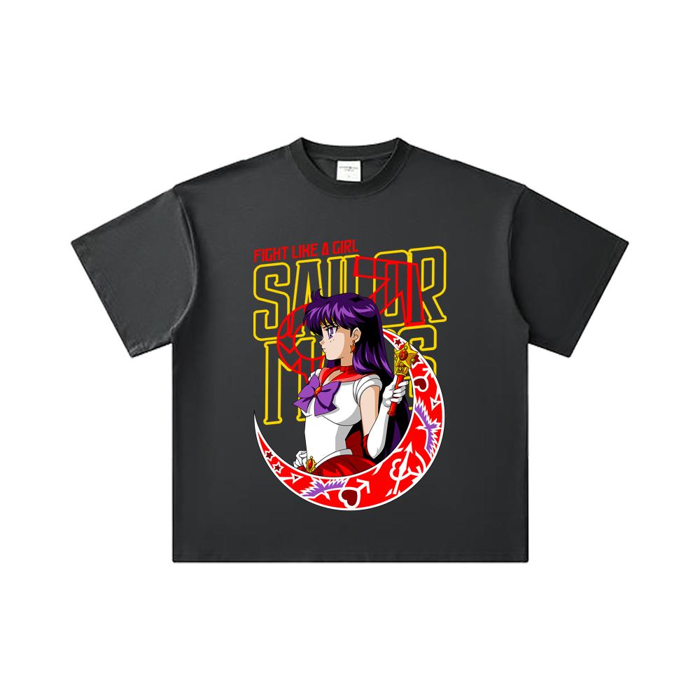 260 GSM Double Yarn 32 Count 100% Cotton Sailor Moon V6 Mars Print Unisex Heavy Cotton T Shirt