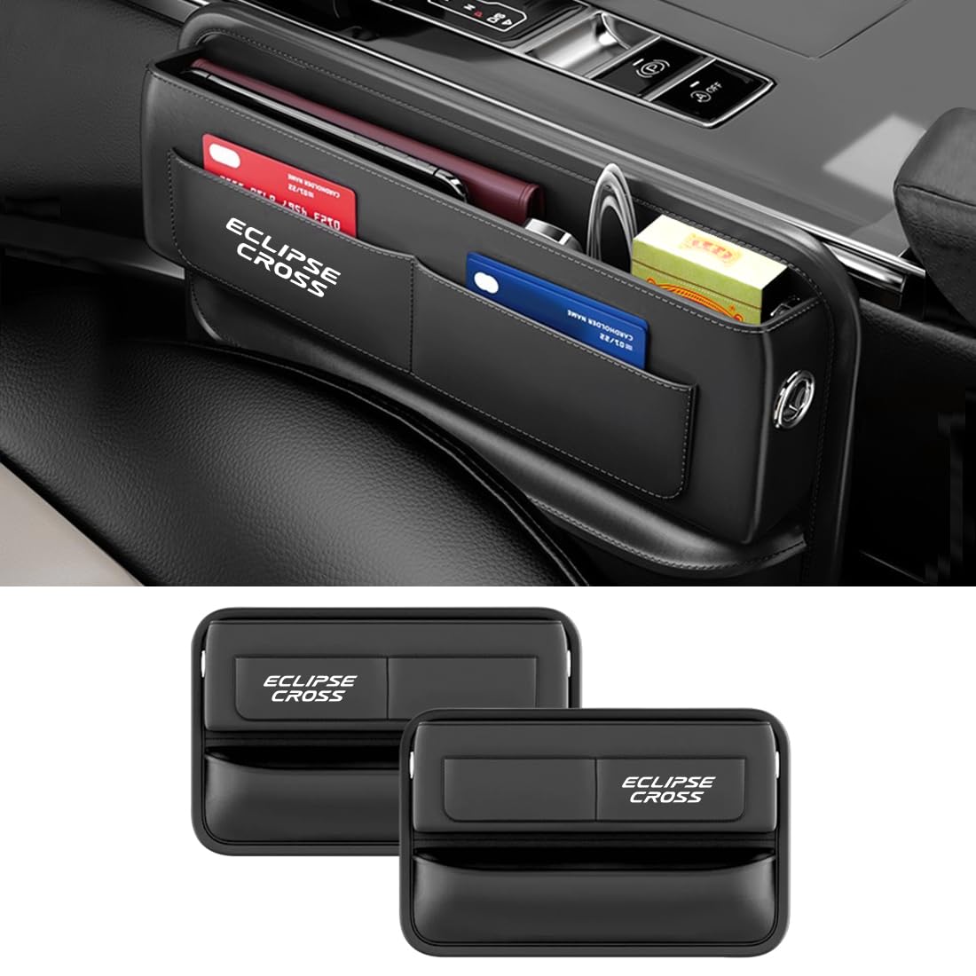 

Eclipse Cross Exclusive Seat Side Storage Box with Compatible with Eclipse Cross PHEV Large Capacity Prevents Small Items from Car Convenient Car Seat чёрный