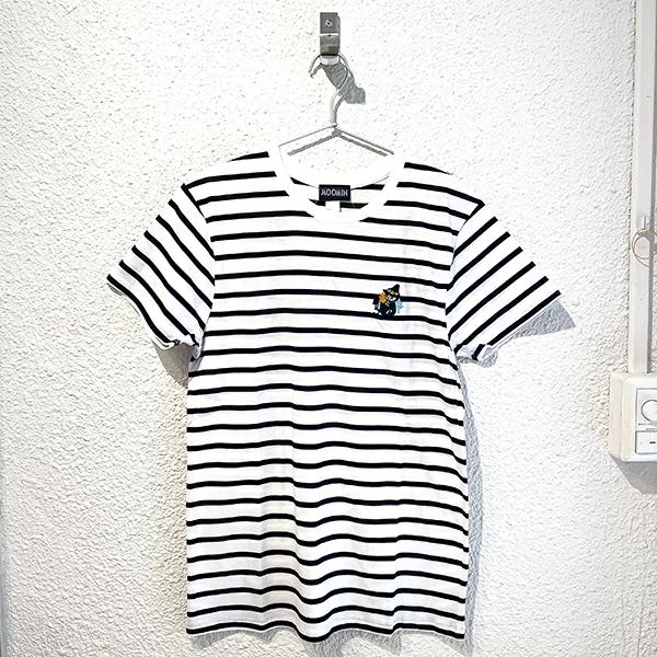 Moomin Snufkin Embroidered Border T-Shirt White/Navy Kesacak Series