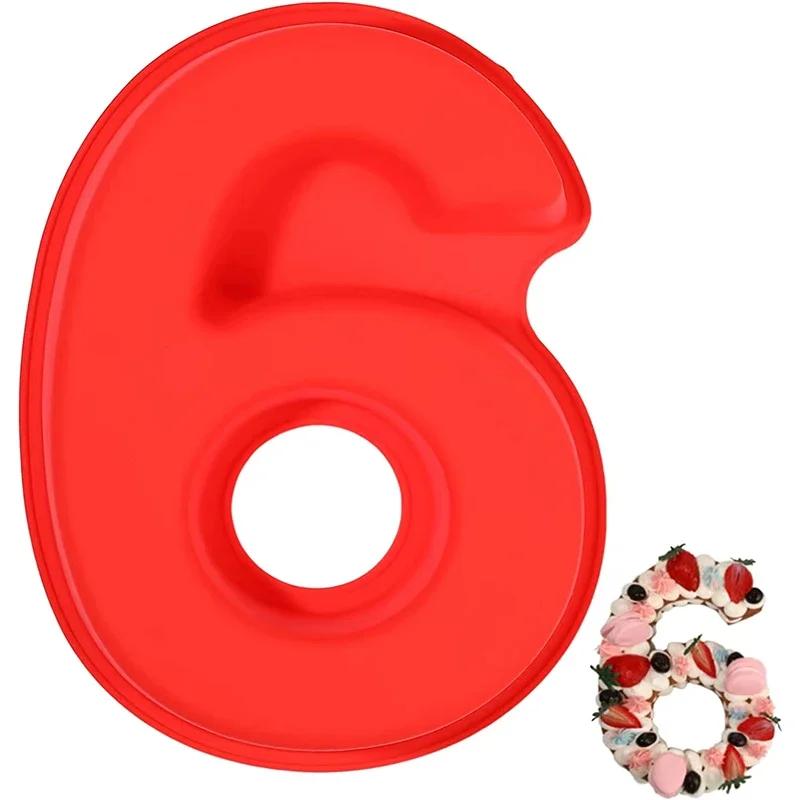 0-9 Silicone Numbers Cake Molds 10-Inch Large 3D Baking Pans DIY Chocolate Fondant Number Mould for Birthday Wedding Anniversary