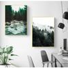Mountain Wall Posters Fog Forest Canvas Painting Natural Landscape Poster Nordic Wall Pictures For Living Room Home Decoration