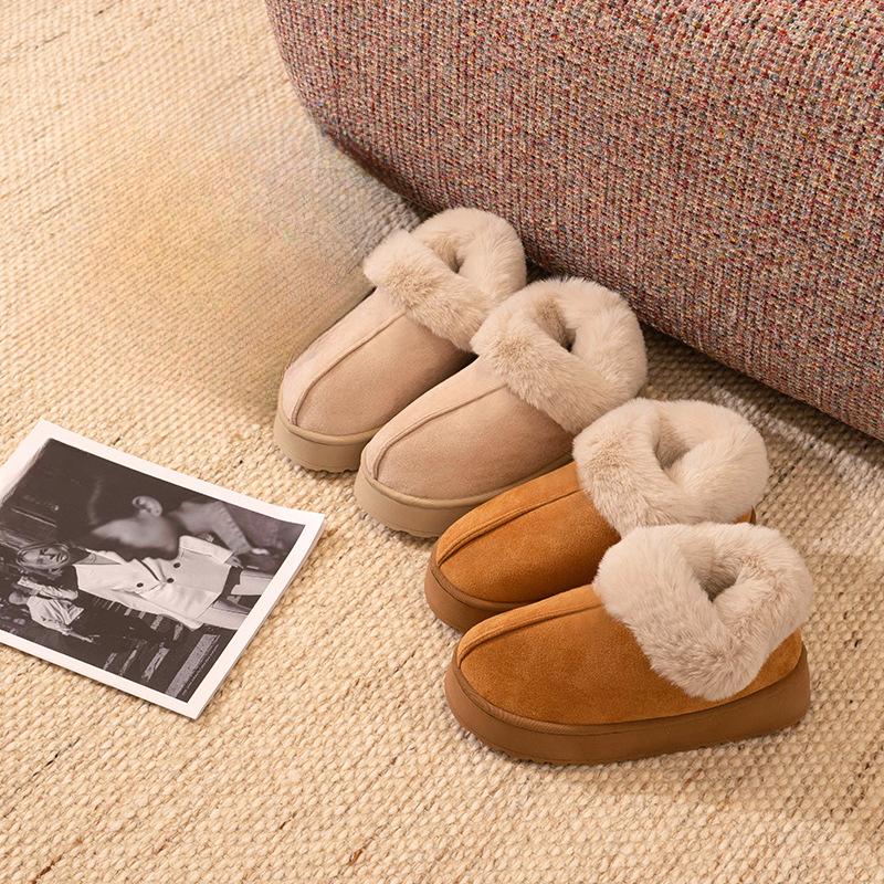 New Indoor and Home Anti-slip, Height-increasing, Warm, Fleece and Thickened Cotton Shoes for Women