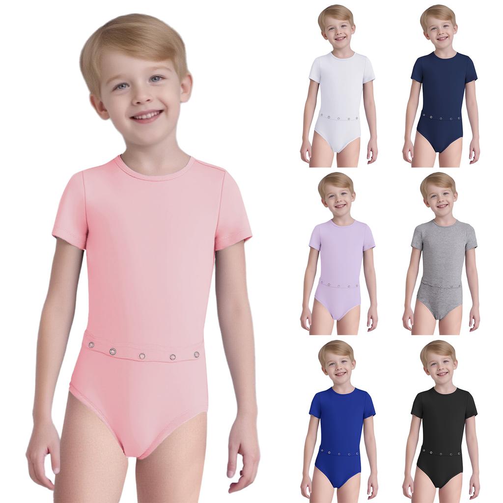 Kinder Anti-Strip Adaptive Kleidung Kurzarm Rundhalsausschnitt Body mit verdecktem Reißverschluss hinten und Schlauchöffnung für Patienten mit besonderen Bedürfnissen