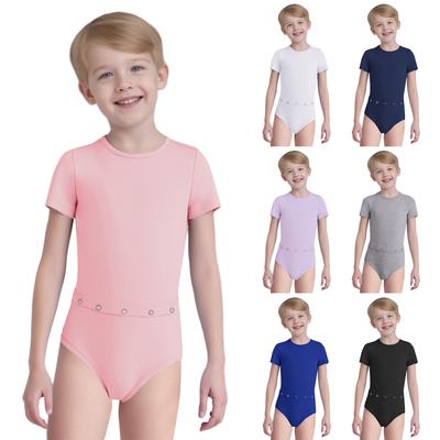 Kinder Anti-Strip Adaptive Kleidung Kurzarm Rundhalsausschnitt Body mit verdecktem Reißverschluss hinten und Schlauchöffnung für Patienten mit besonderen Bedürfnissen