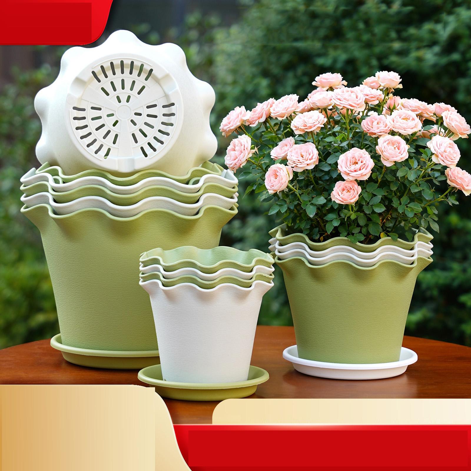 

Flowerpot With Leaf Edge, Thickened Plastic, Indoor Balcony, High Appearance Level ,wavy Edge Pot one size