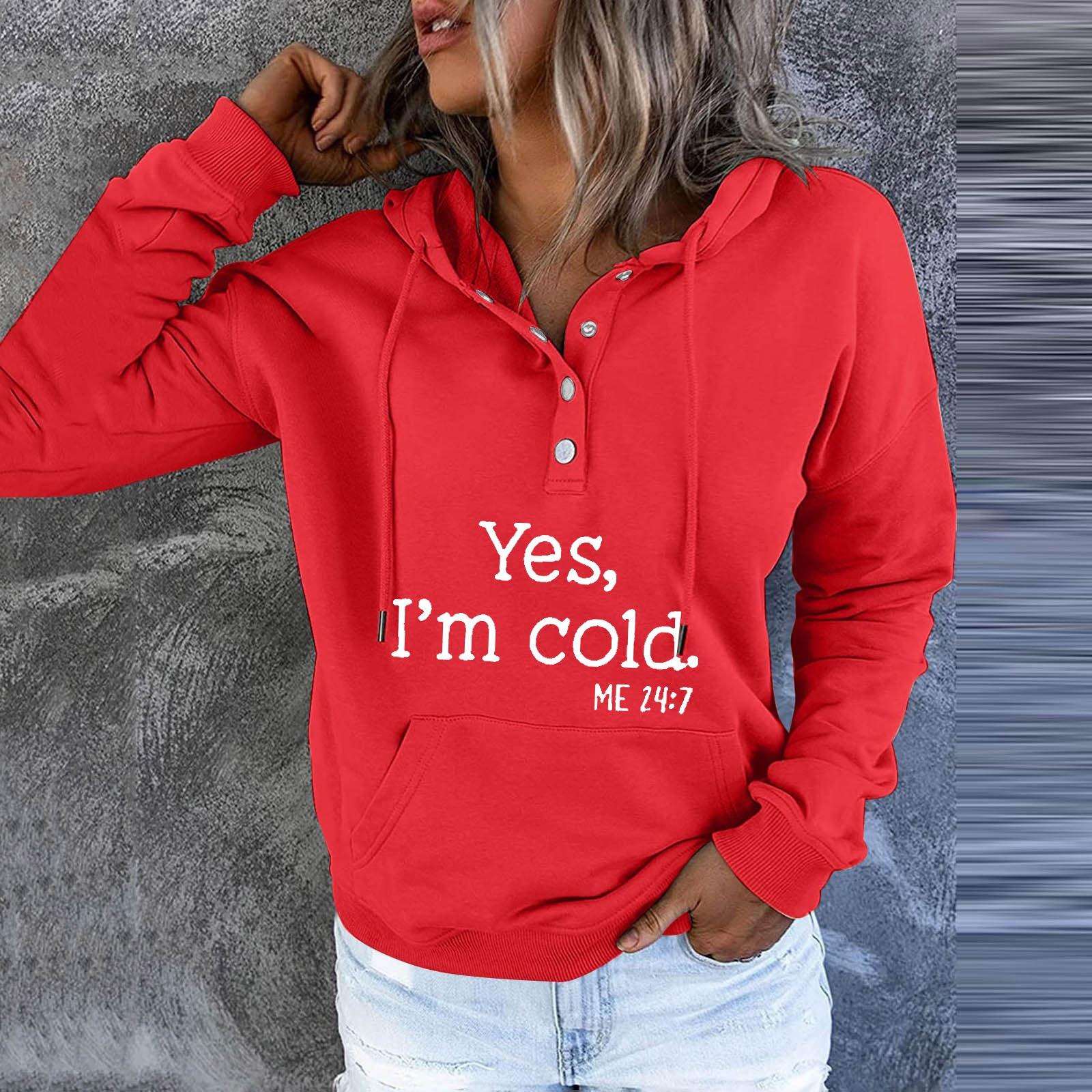 

Women s Pullover Hoodies Tops Printed Casual Button Down Long Sleeve Pocket Sweatshirts XL червоний