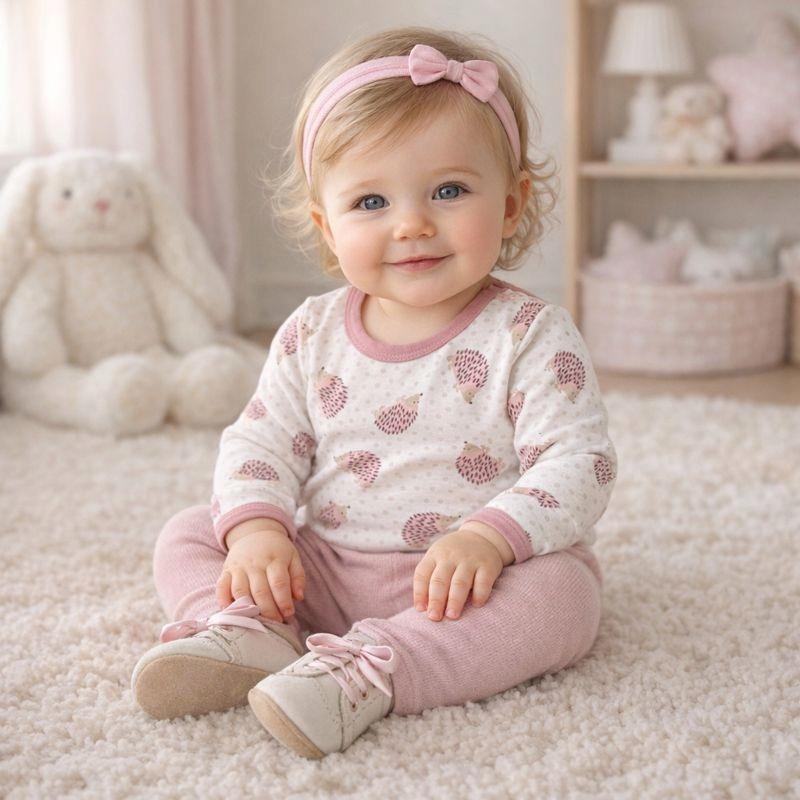 Bodysuit for Girls 86 Long Sleeve Manufacturer Cotton 100% Pink Hedgehogs