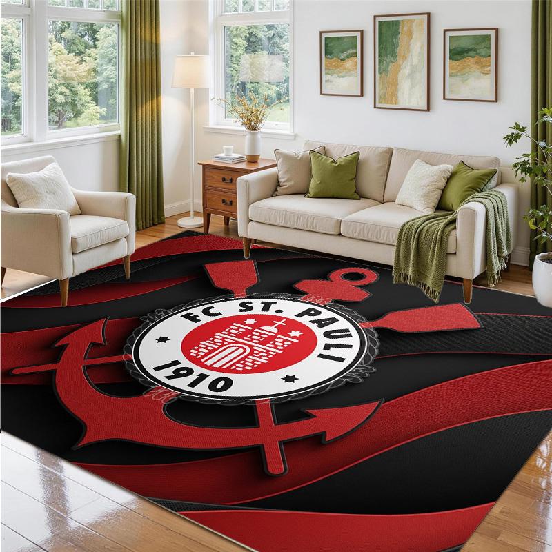 FC St. Pauli Football Design Crystal Velvet Rug Soft Decorative Mat for Bedroom Entrance