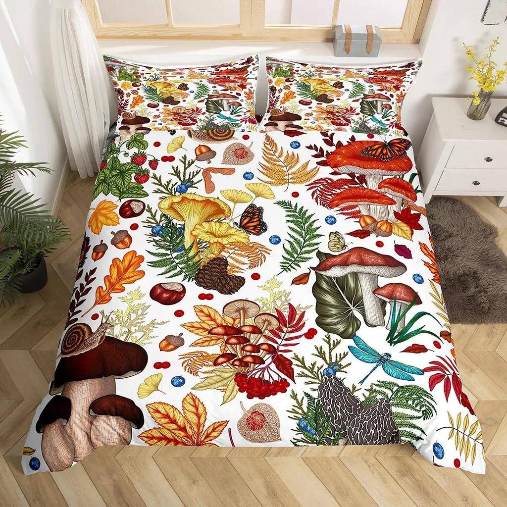 Kawaii Snails Duvet Cover Set Gradient Rainbow Printed Bedding Set Bedroom Decor Funny Snails Plant Duvet Cover for Boys Girls