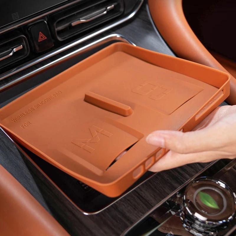 For AITO M9 Wireless Charging Panel Protective Pad Dedicated Center Console Anti Slip Mat Dust Scratch Resistant Car Accessories