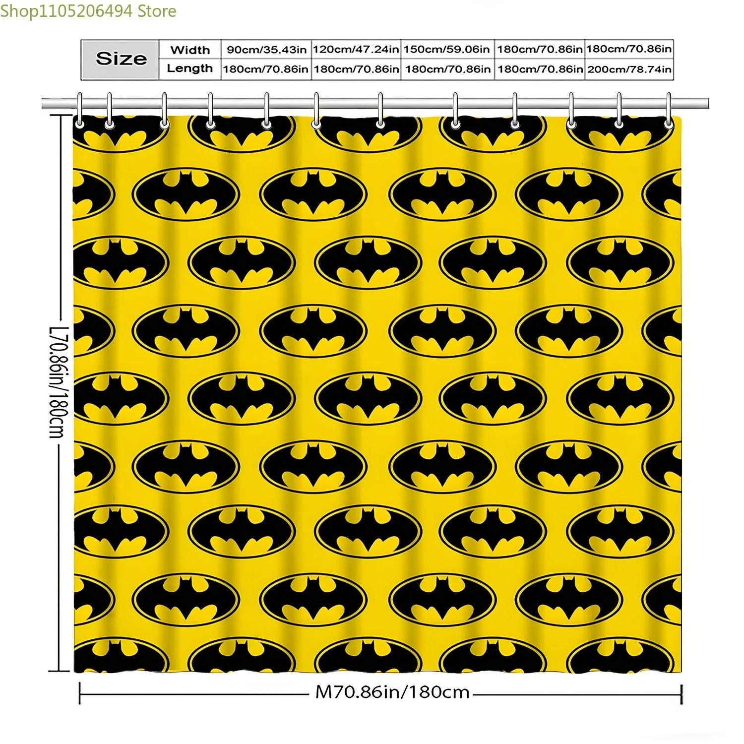 

Official 1pc Warner Bros. Themed Shower Curtain | Batman Logo - Multi-Functional Bath Curtain, Bathroom Decor Privacy Curtain, 90x180cm