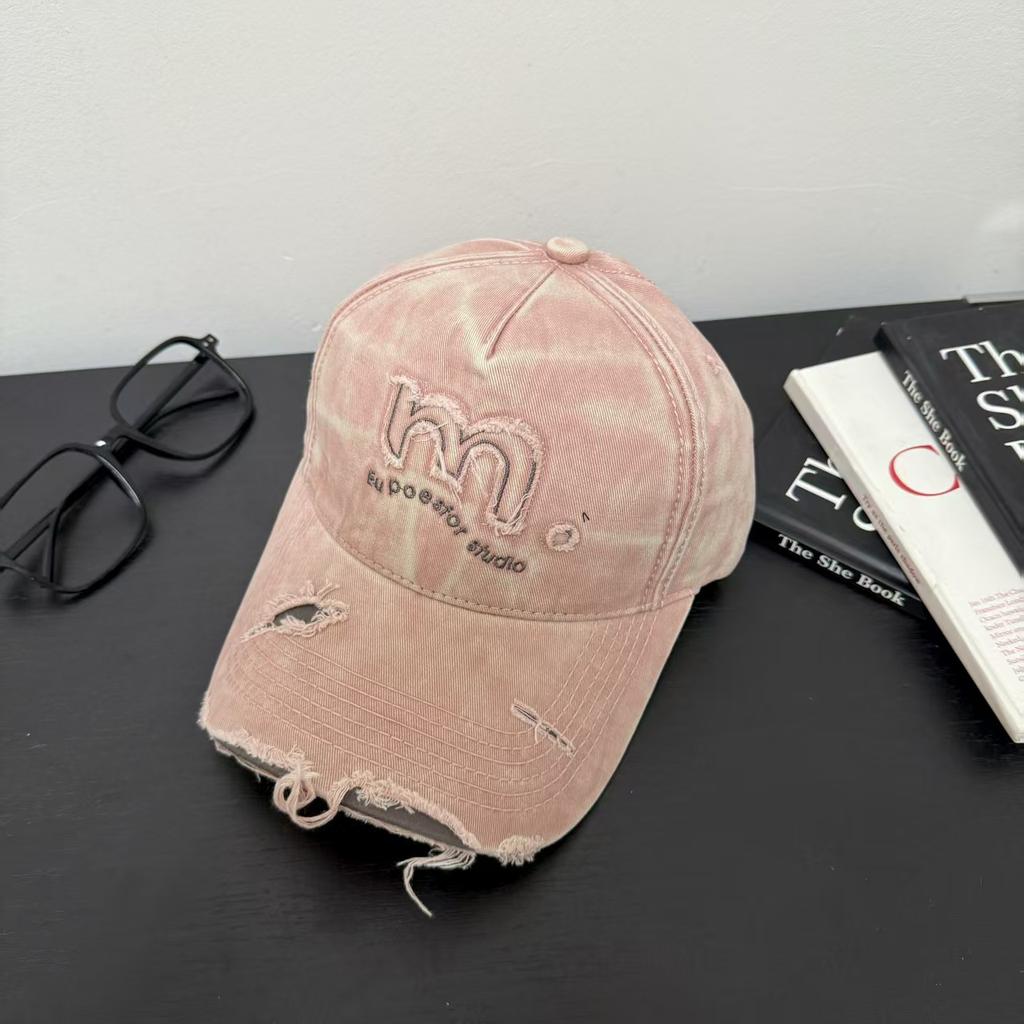 New Retro Style Letter Embroidery Claw Marks Rough Edge Old Ripped Baseball Cap Denim Sunshade Sun Protection Cap