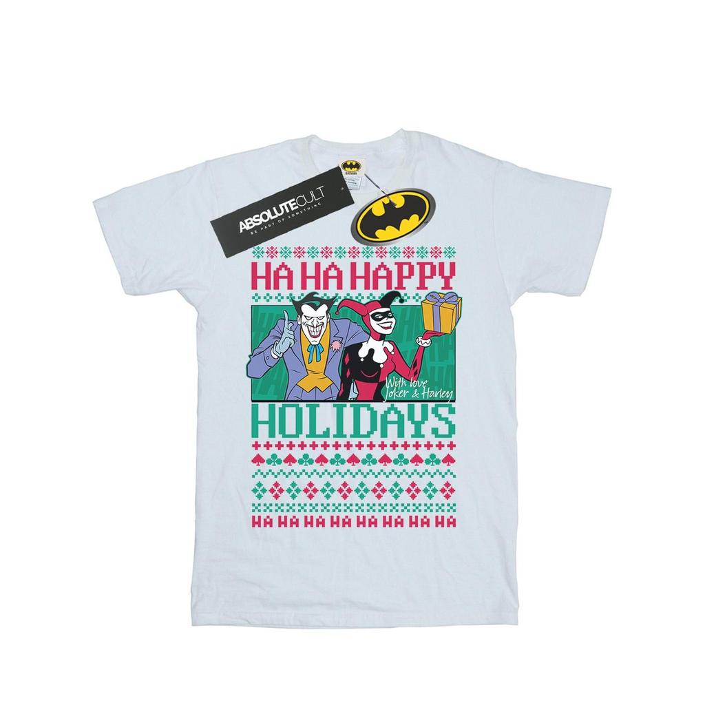 DC Comics Mens Joker And Harley Quinn Ha Ha Happy Holidays T-Shirt
