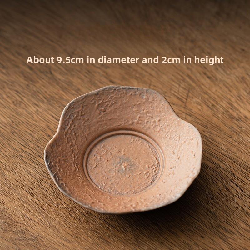 Retro coarse pottery tea saucer, coaster, tea house, kung fu tea holder, Japanese-style cup holder, teacup base, tea ceremony