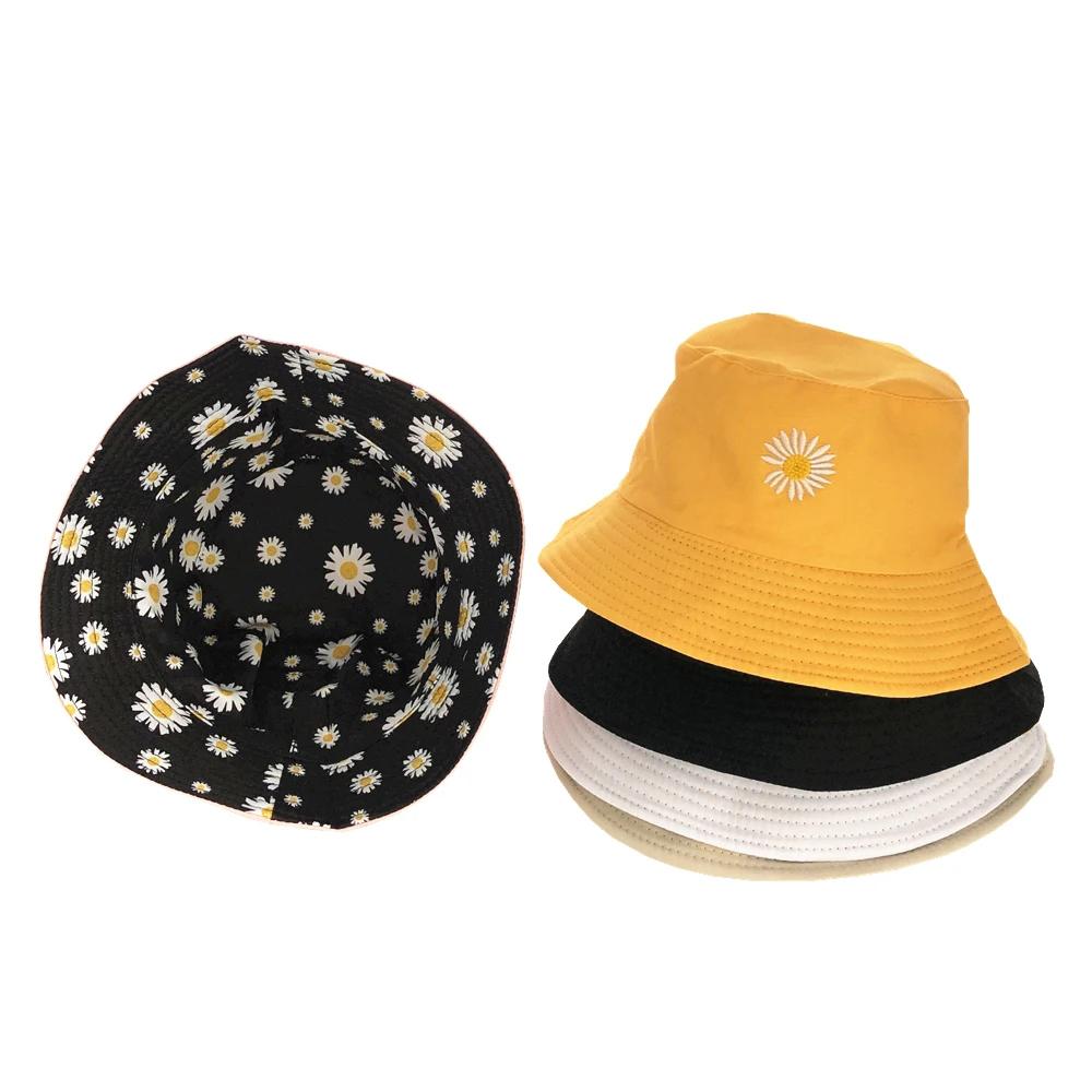 Double Sided Bucket Hats for Men Women Sunscreen Sun Cap Little Daisies Spring Fisherman Hat