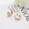 French Light Luxury Color Drip C-Shaped Earrings High-End Sense Fashion Simple Titanium Steel Ear Jewelry Women'S Niche Design
