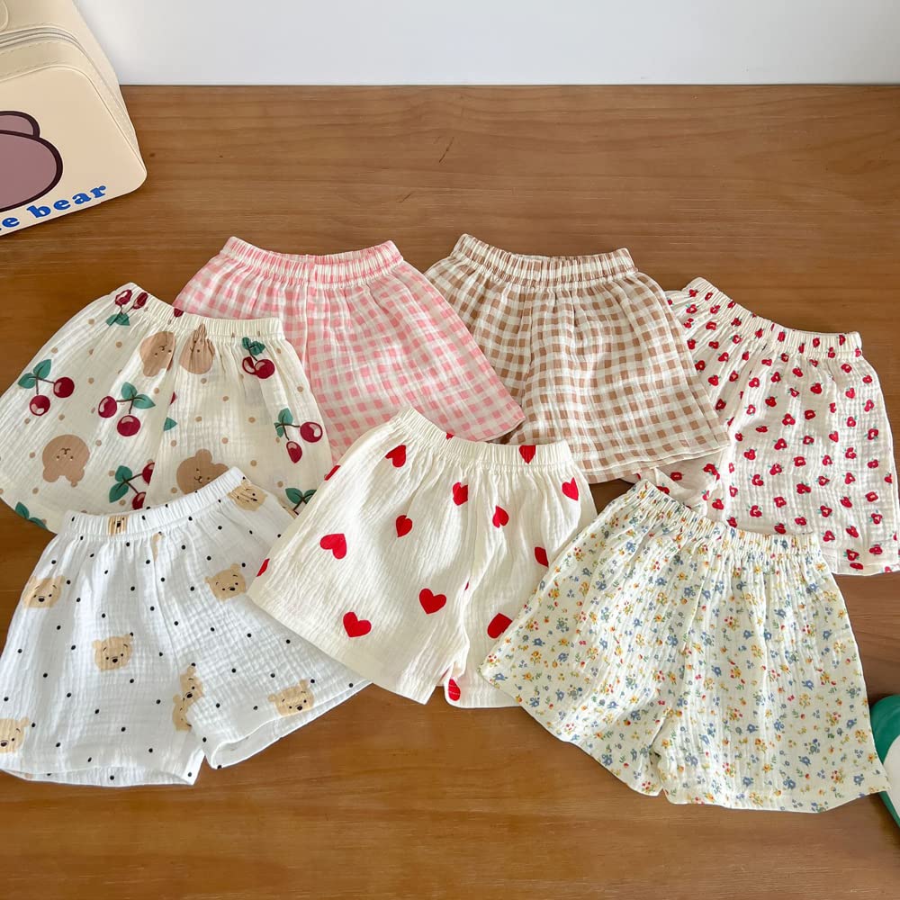 Jaydyequ Baby Short Summer Sleepwear Bear Gift Girls' Pajamas, Sleeve, Clothes, Loungewear, Set, Khaki, Print, 80cm, Children's