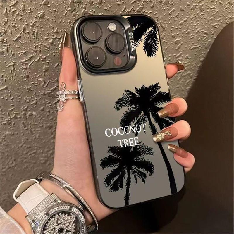 

Чехол для iPhone 15 Pro Max Кокосовая пальма - Совместим с 14 Plus/13/12/11/XS, Разноцветный серебристый дизайн iPhone 12