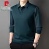 Men's Long-Sleeve Faux Two-Piece Shirt Collar T-Shirt