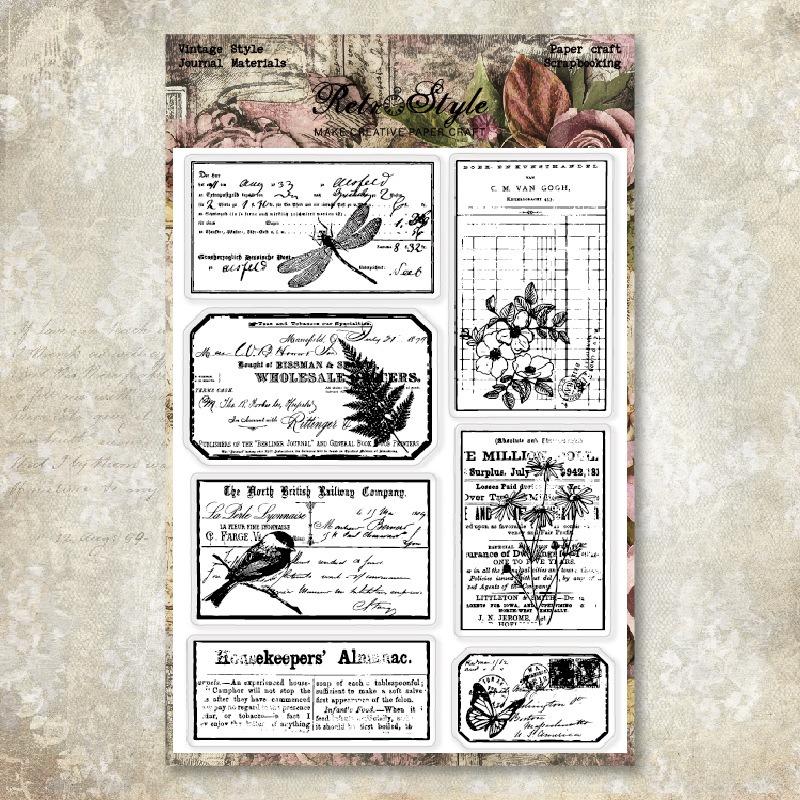 1SET hand account transparent silicone seal retro background basic seal DIY decorative hand account rubber stamp mushroom manuscript paper