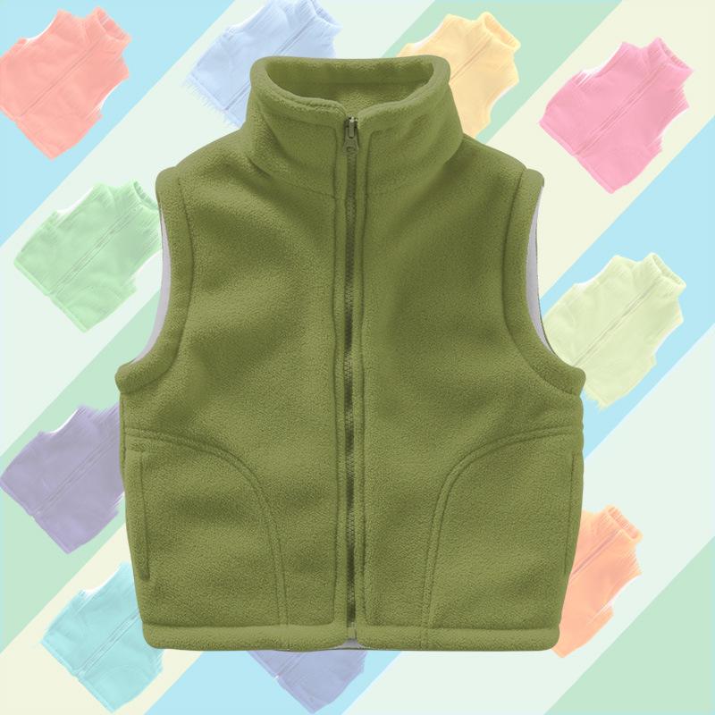 Kids' Fleece Vest for Boys & Girls, Thick Outerwear for Spring To Winter, Kindergarten Uniform with Logo Print