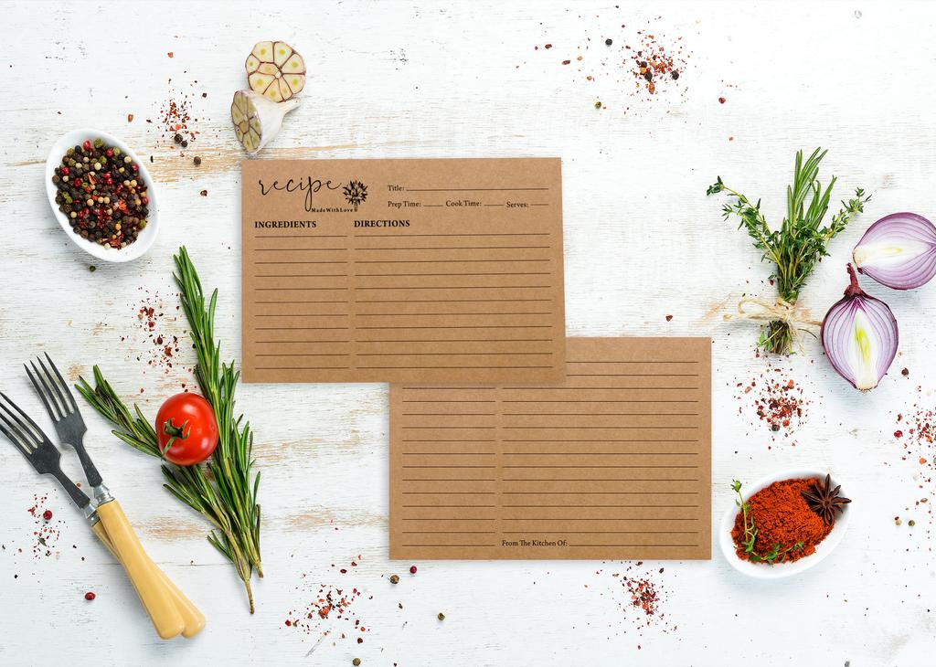 Inkdotpot 4x6 Inch Recipe Cards (Set of 50) , Thick Double Sided Premium Card Stock- Modern Style White Recipe Notecards