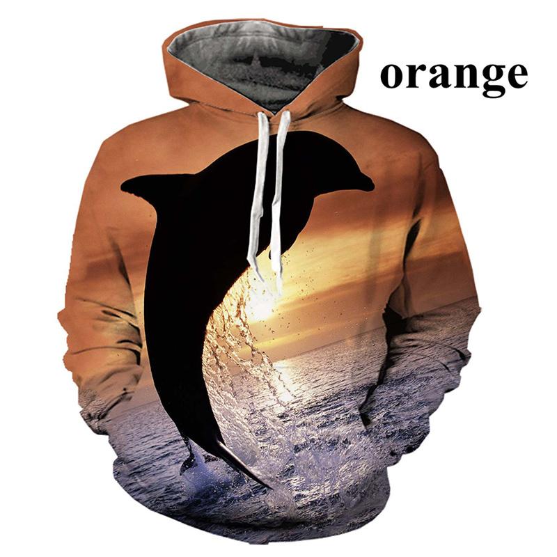 3D Printed Funny Dolphin Hoodies For Men Cute Animal Graphic Pullovers Casual Hooded Oversized Tops Sweatshirts Long Sleeves