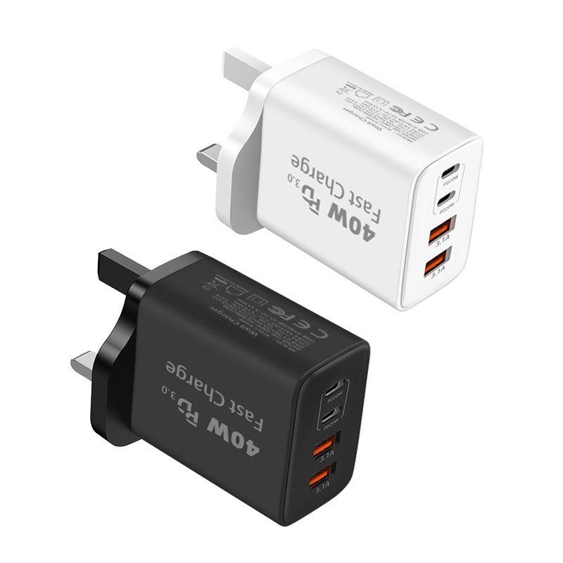 PD 40W Charger 2C+2A British Fast Charging Suitable for Apple 15 Samsung S23 Mobile Phone Charging Head