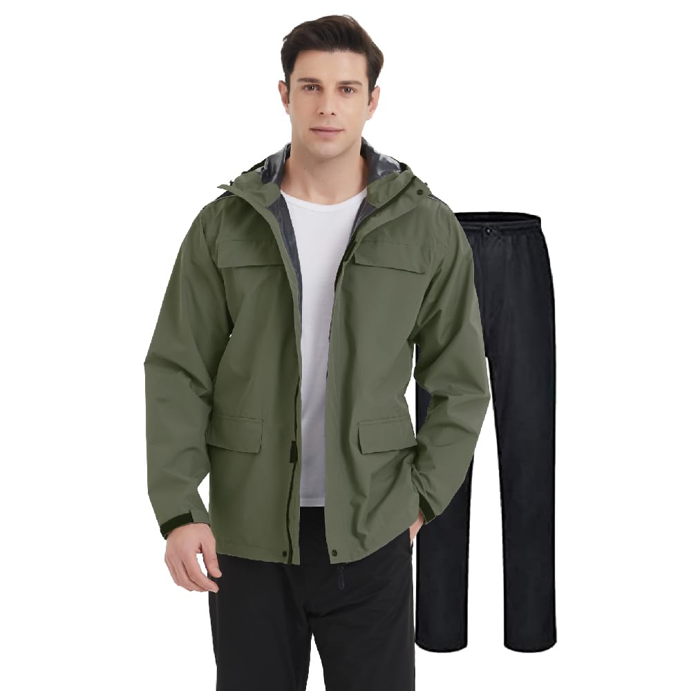 

[TopKylin] Дождевик для мужчин, верх и низ, совместимый с рюкзаком, дождевой костюм, гольф, дождевая экипировка, дождевик, дождевая куртка, дождевые принадлежности, водонепроницаемый,