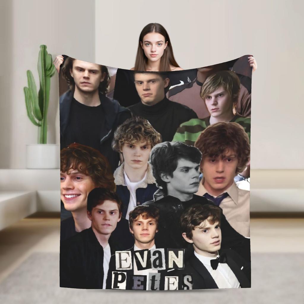 3D Evan Peters Pattern Printed Flannel Blankets Warm Soft Throw Blanket for Outdoor Decorative Bedspread Sofa Bed Cover