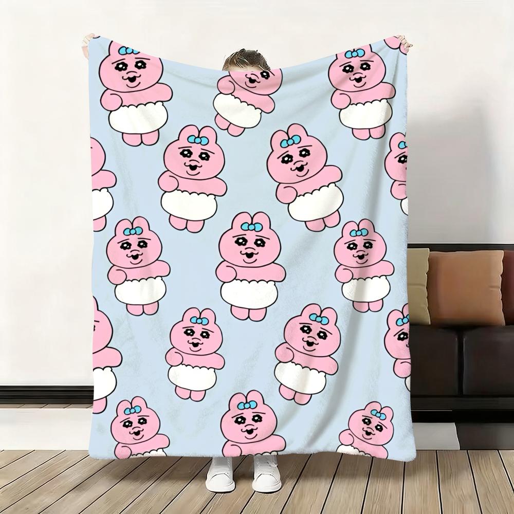 Throw Flannel Fluffy Cute Soft O-Opanchu Blanket Warm Skin-Friendly Bunny Cartoon Throw Usagi For Sofa Bed Office Nap Winter