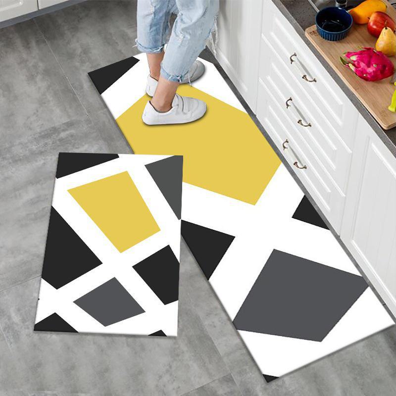Waterproof Non-Slip Kitchen Floor Mats - Absorbs Water and Oil, Dirt-Resistant, Wash-Free Entrance Door Carpet