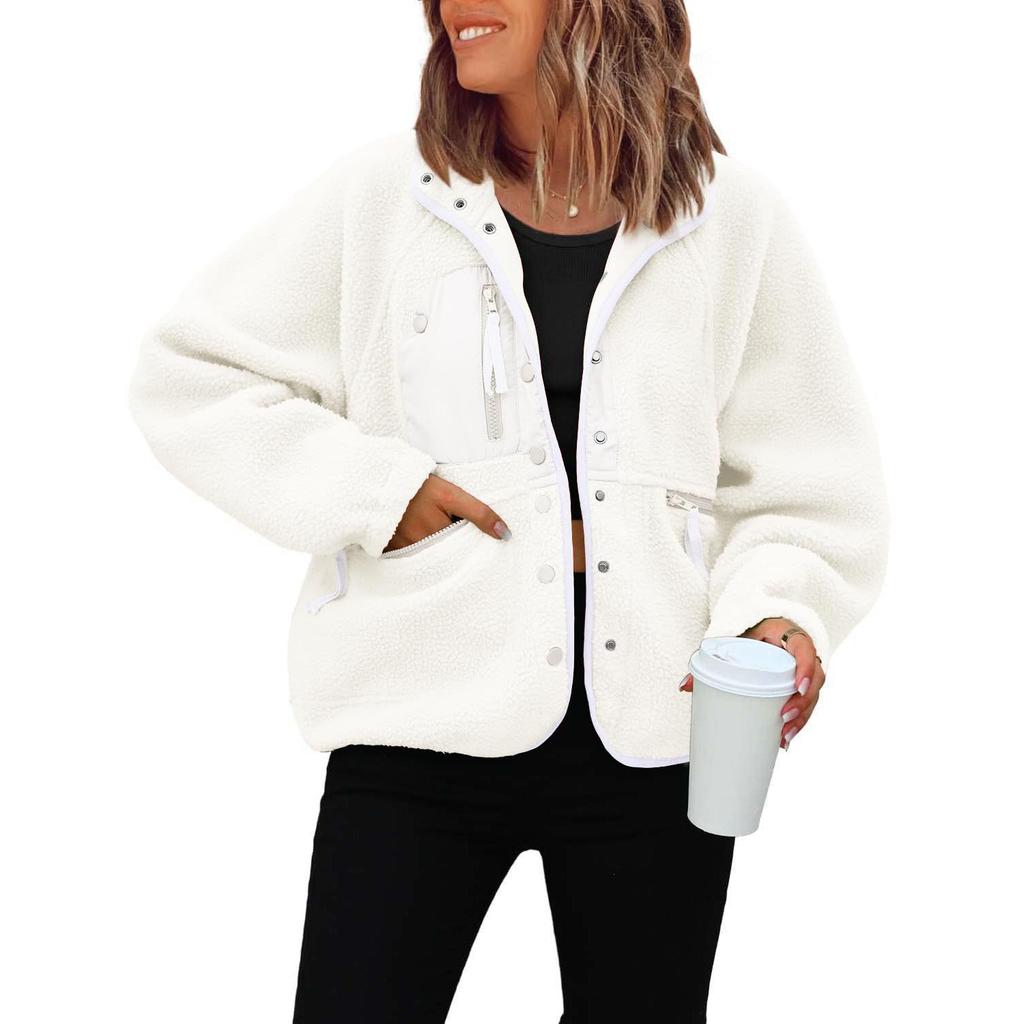 Cappotto in Pile Polare da Donna Autunno/Inverno Sportivo Casual Tinta Unita Giacca Maglione Caldo Top 20 colori