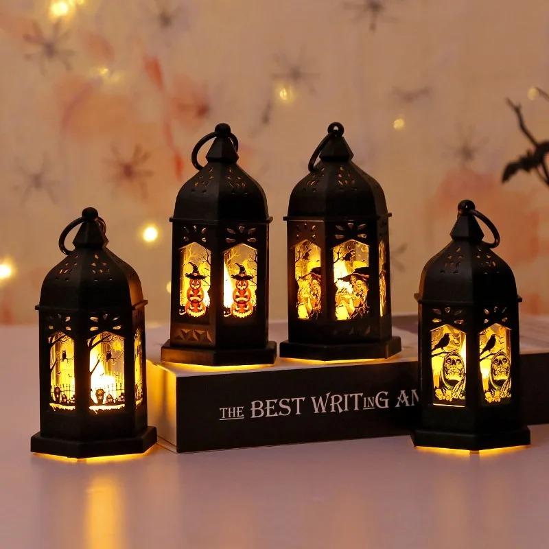 Halloween Portable Pumpkin Wind Lamp New Ghost Festival Easter Candle Lamp Festive Atmosphere Decoration Props