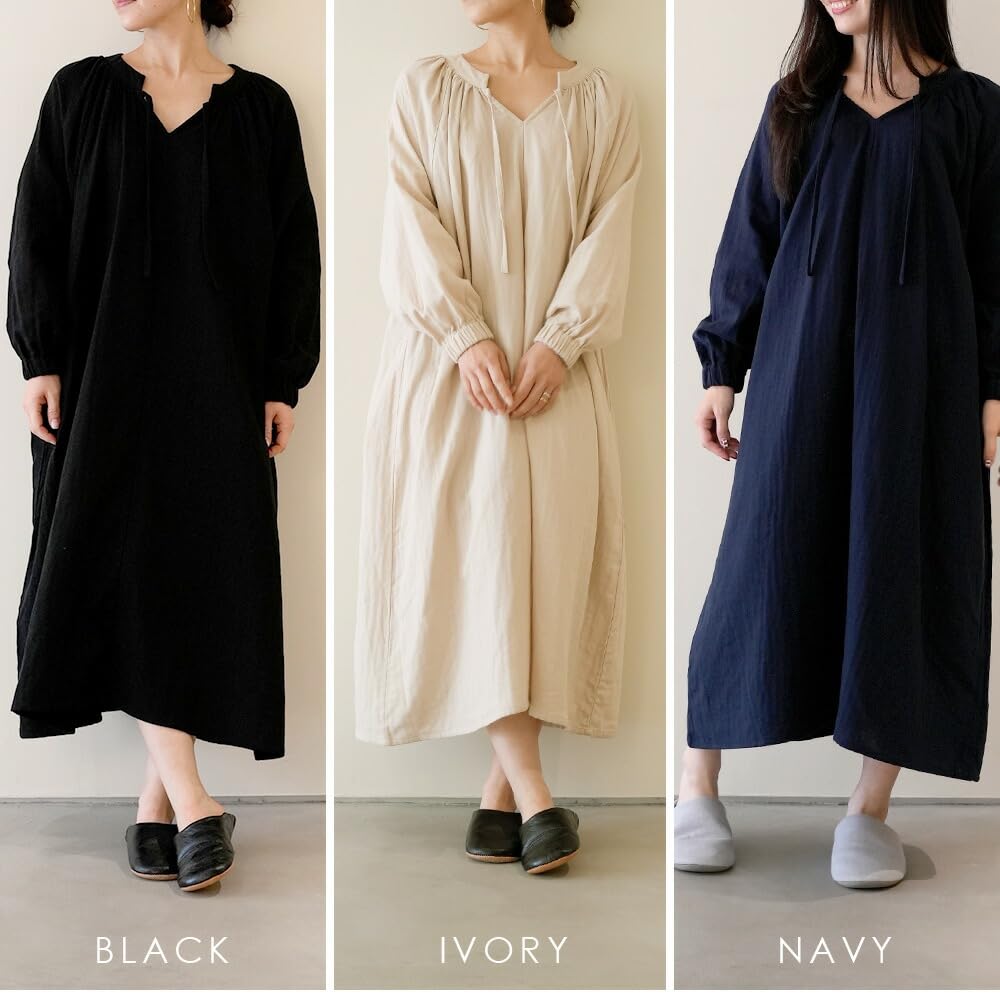 moisturizing muua collaboration pajamas dress [Wearable cream] (Navy S)