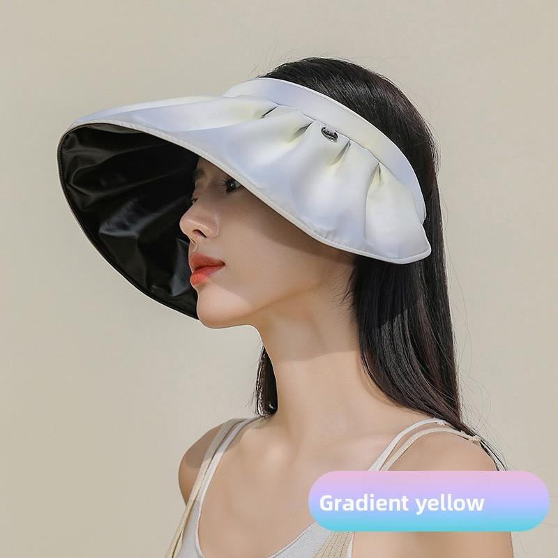 Summer Rainbow Gradient Shell Hat With Wide Brim Sunshade For Women And Beach Style