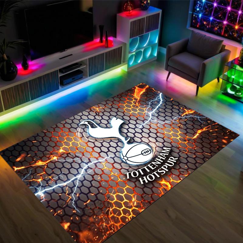 Tottenham Hotspur Design Crystal Velvet Carpet Cozy Non?Slip Printed Rug For Bedroom Living Room Entrance