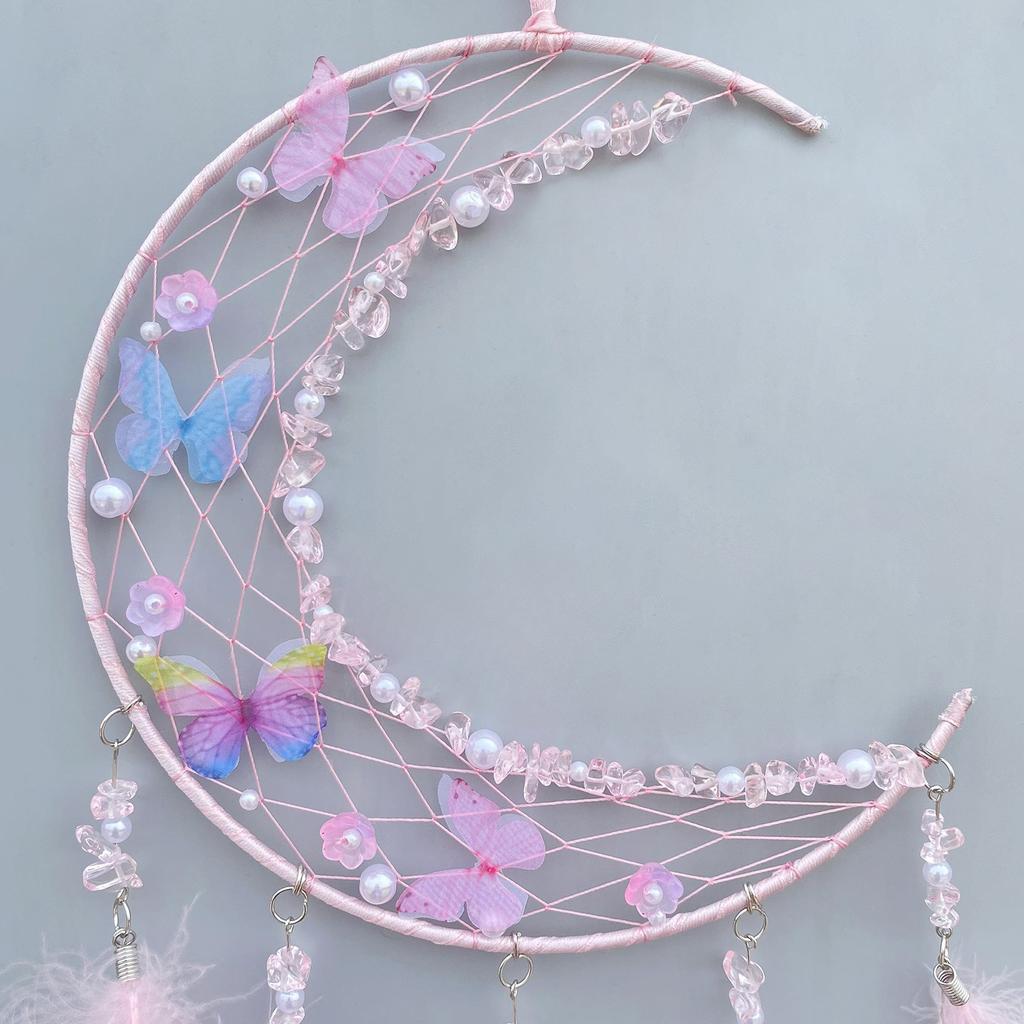 Home Decoration Scandinavian Wind Feather Wind Chime Dreamcatcher Home Decor Hanging Hanging Decoration Handmade Crafts Fairy Moon Ryu Butterfly