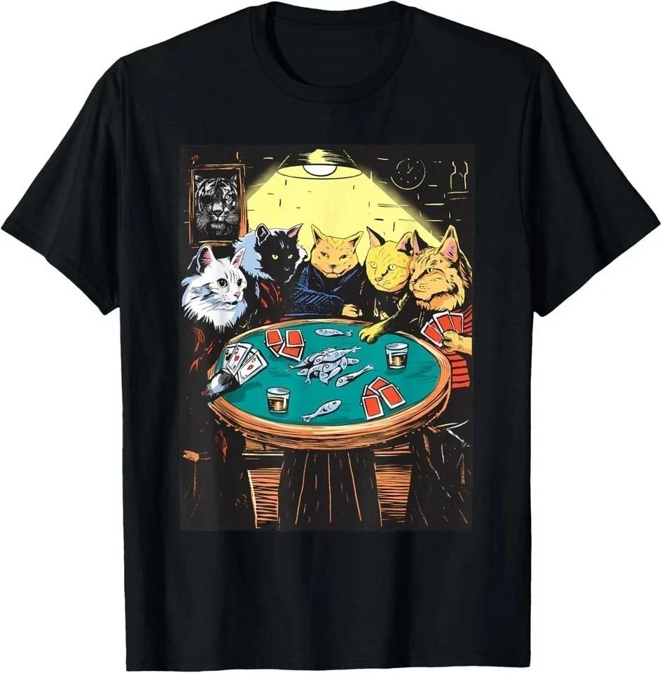 Funny Cats Playing Poker Art Cat T shirt M