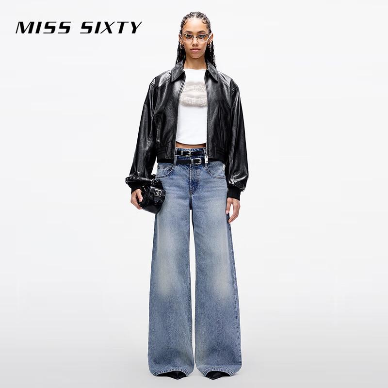 MISS SIXTY 2025 Spring Women's Retro High-Waist Straight-Leg Jeans with Double Belt