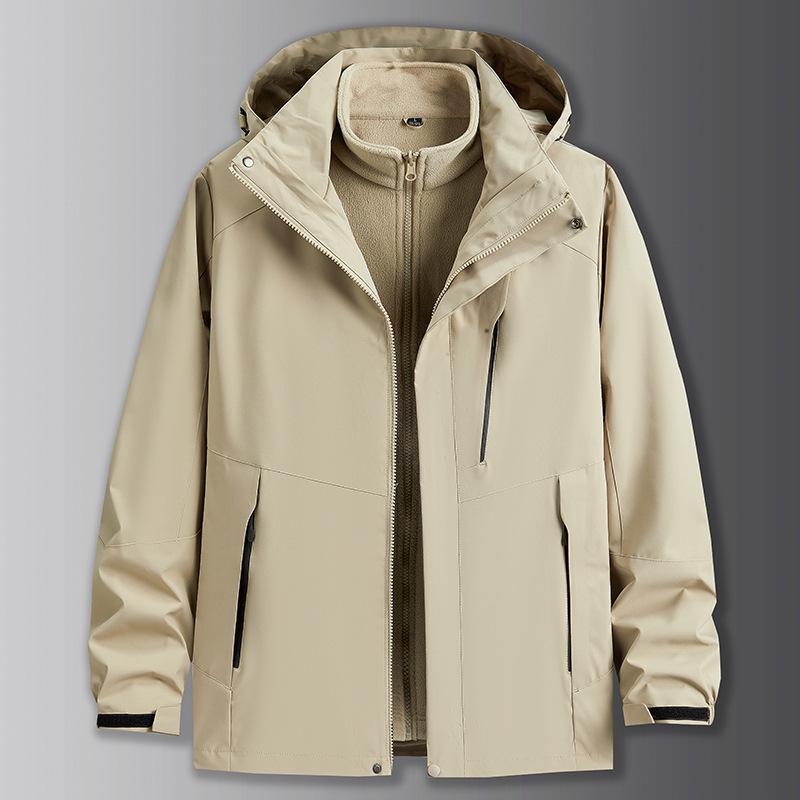 Men s Plus Size 3-in-1 Outdoor Jacket with Removable Liner & Hood for Autumn/Winter 6XL (225-240 lbs)