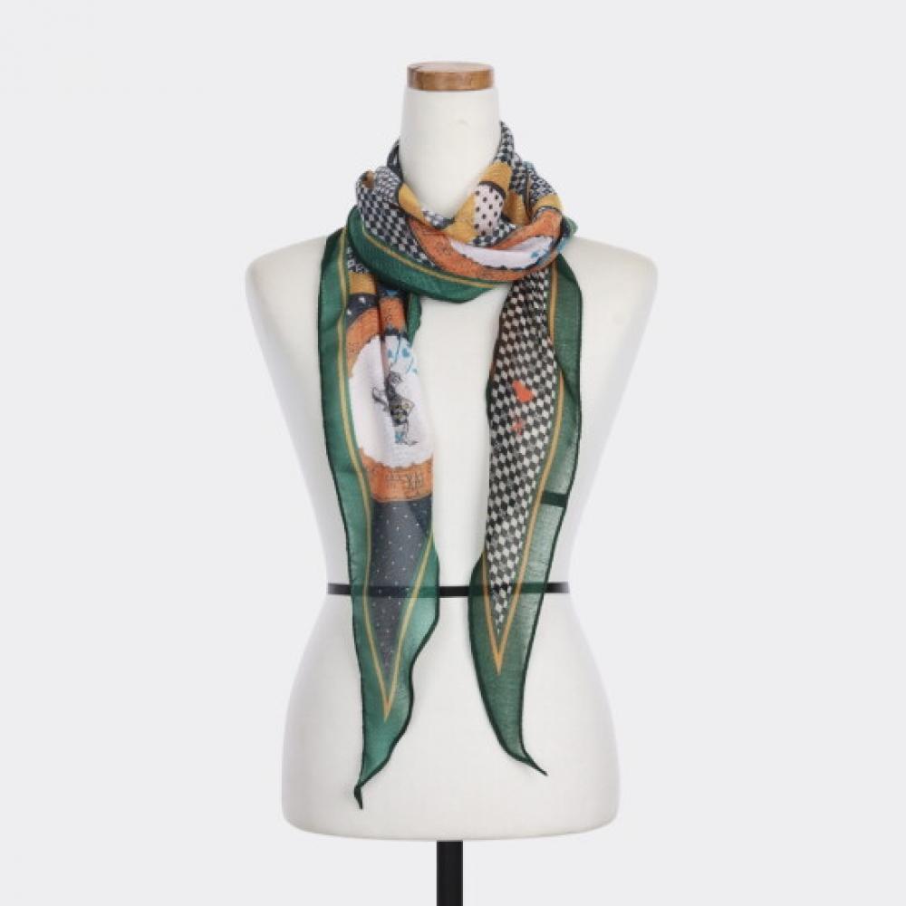 Shop Women S K Made tranS. Geo Diamond checK Long Tie Scarf Green Drn wSc26011